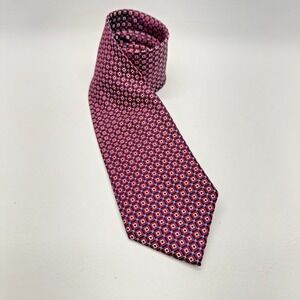 CHAPS Ralph Lauren Red White Blue‎ Geometric Neat Woven Heavy Silk Te